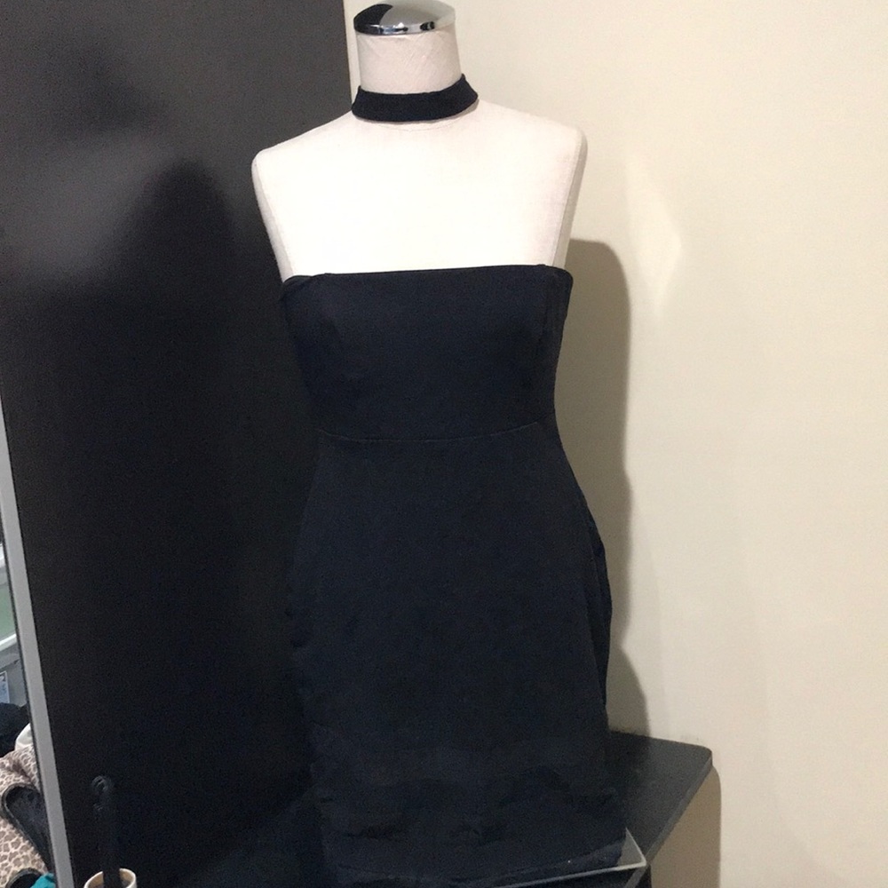 Black mesh mini dress